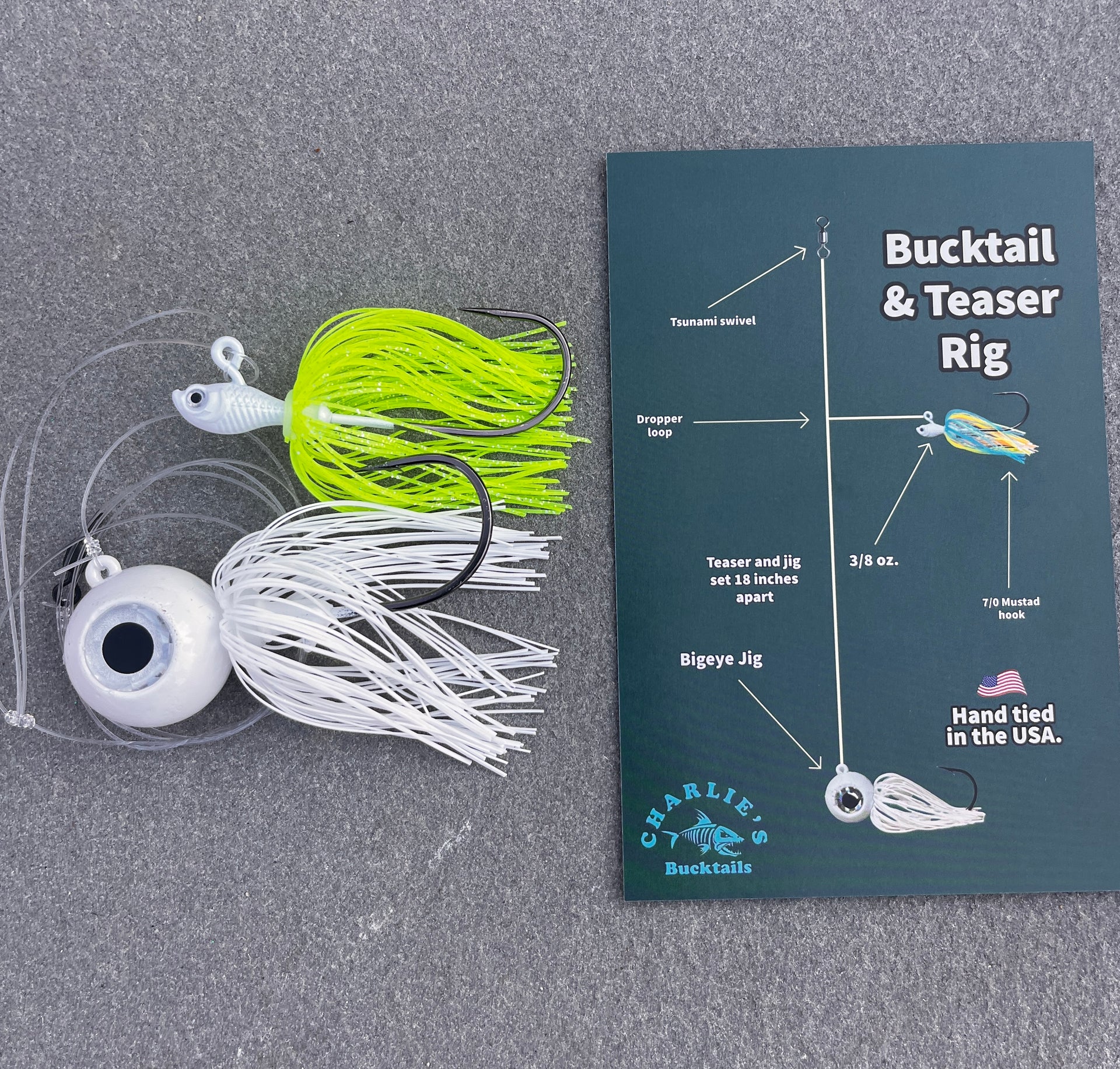 Jig Fluke Rigs Surf Fishing 1-10 Bucktail Teaser Rig – Charlie's